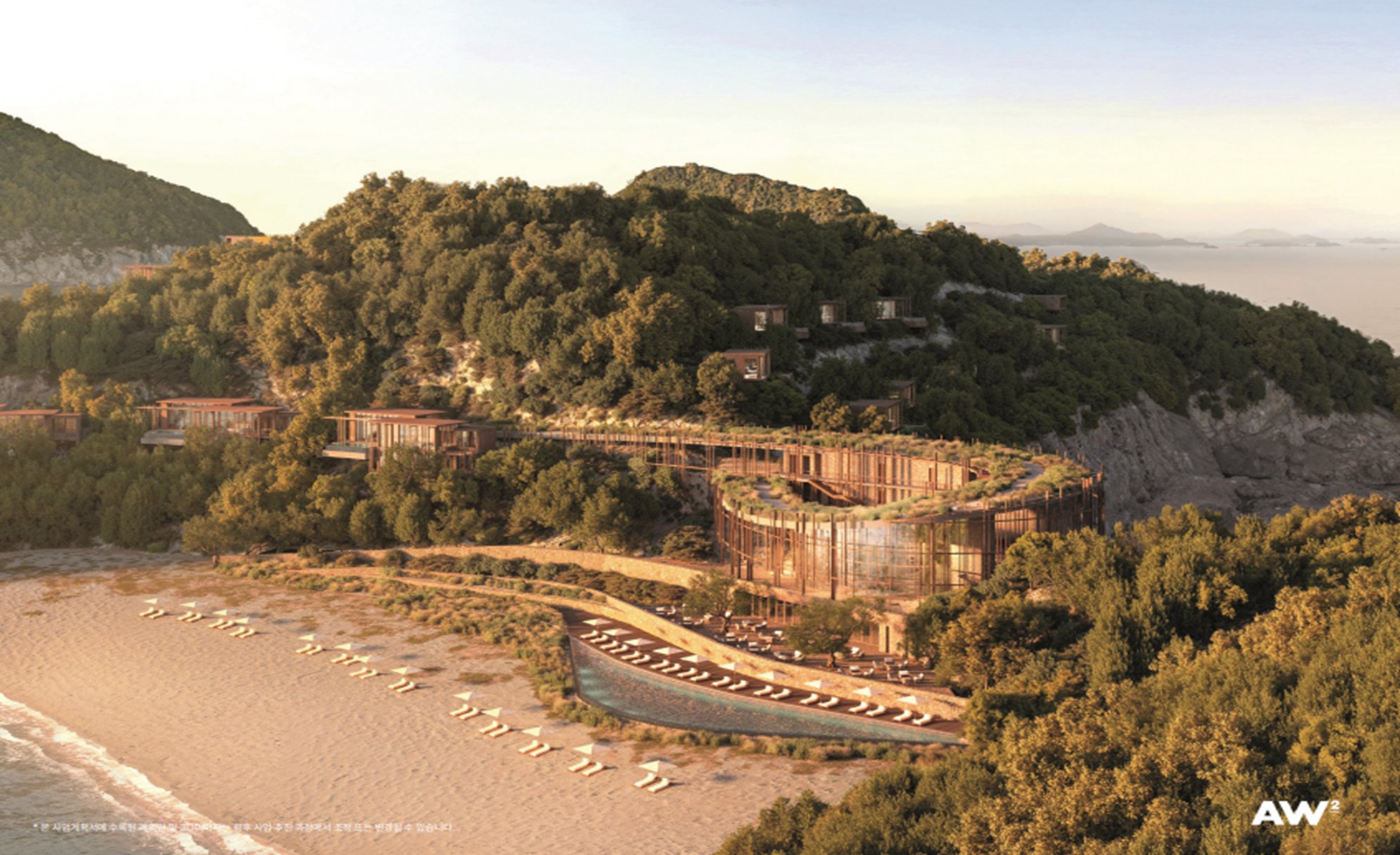 King's Island — Dae Ok Dae-do — AW² Architecture rendering, Goheung, South Korea