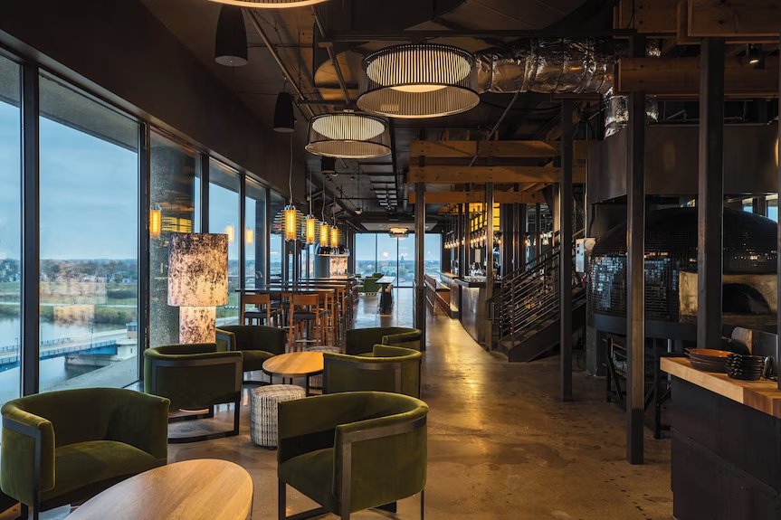 Upscale rooftop lounge